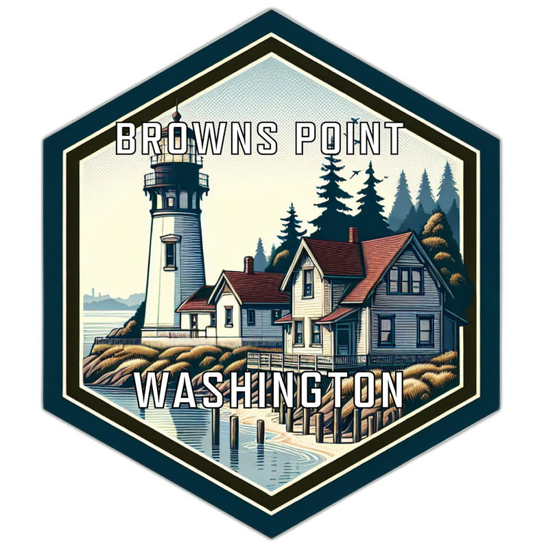 Browns Point Washington Souvenir Travel Destination Die Cut Hexagon Fridge Magnet 2-Inch