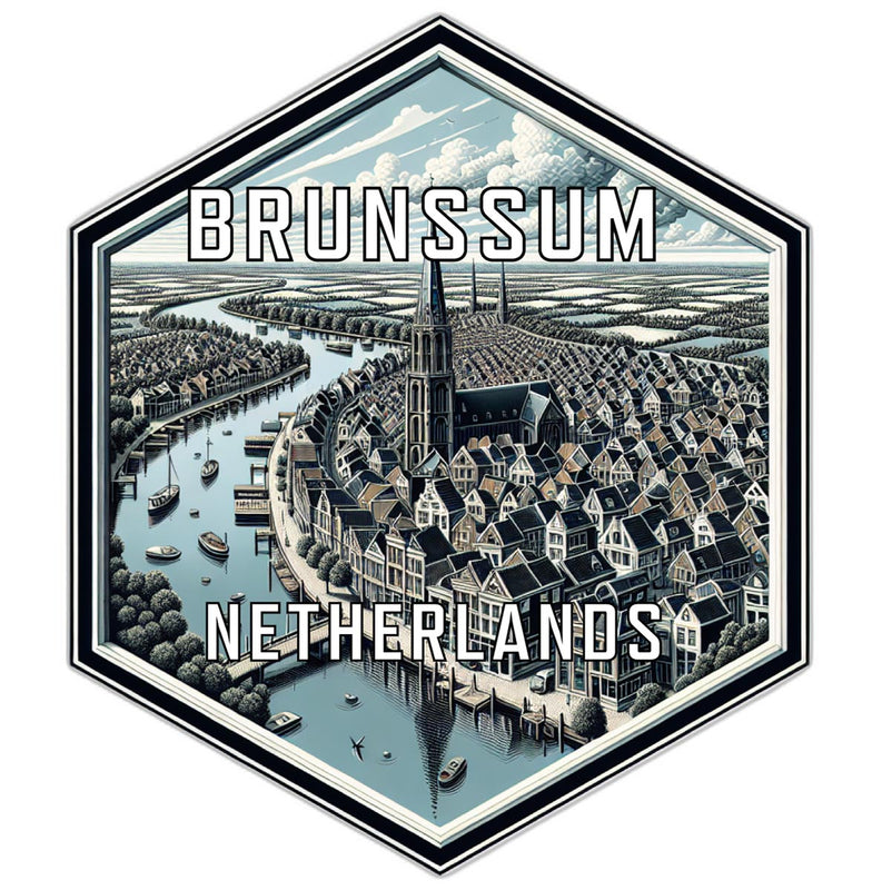 Brunssum Netherlands Souvenir Travel Destination Die Cut Hexagon Fridge Magnet 2-Inch