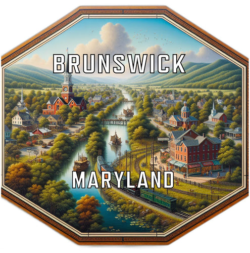 Brunswick Maryland Souvenir Travel Destination Die Cut Hexagon Fridge Magnet 6-Inch