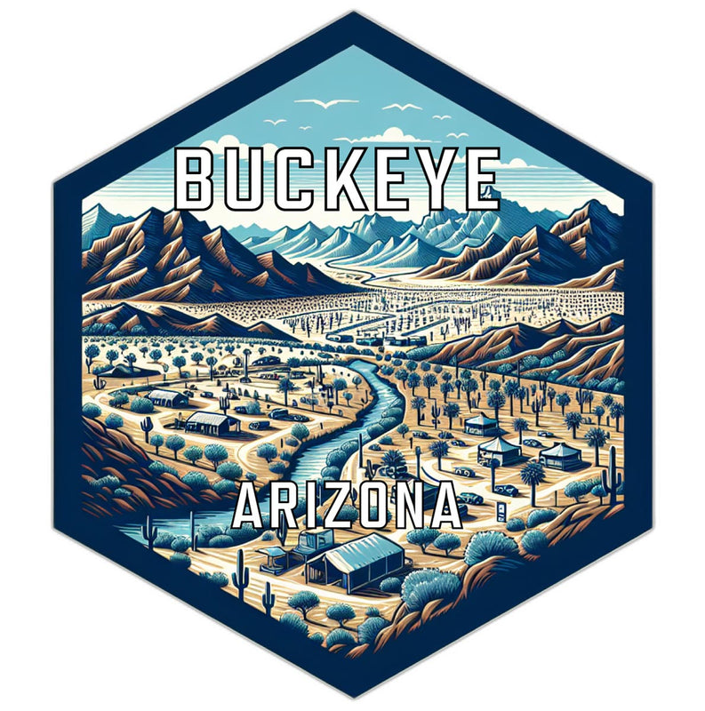Buckeye Arizona Souvenir Travel Destination Die Cut Hexagon Fridge Magnet 2-Inch