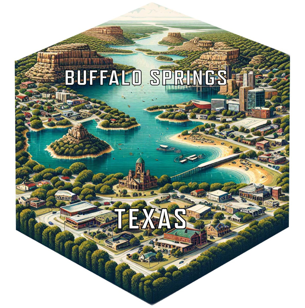 Buffalo Springs Texas Souvenir Travel Destination Die Cut Hexagon Fridge Magnet 2-Inch
