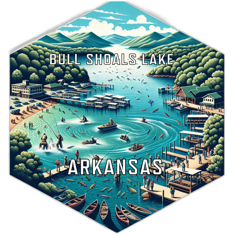Bull Shoals Lake Arkansas Souvenir Travel Destination Die Cut Hexagon Fridge Magnet 2-Inch