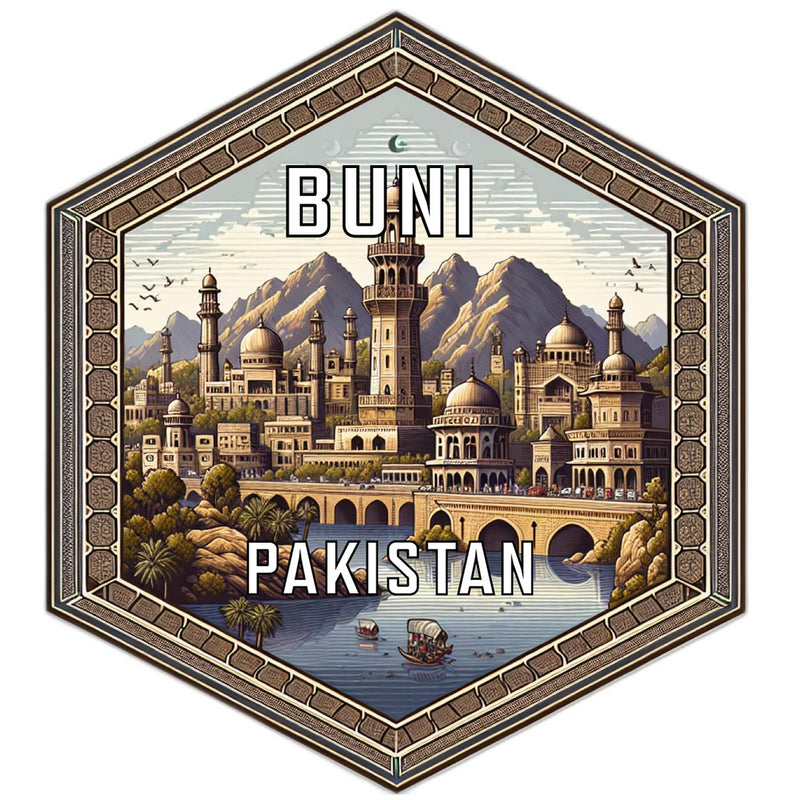 Buni Pakistan Souvenir Travel Destination Die Cut Hexagon Fridge Magnet 2-Inch