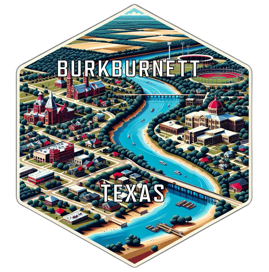 Burkburnett Texas Souvenir Travel Destination Die Cut Hexagon Fridge Magnet 2-Inch