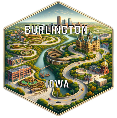 Burlington Iowa Travel Destination Souvenir Vinyl Decal Sticker 4-Inch