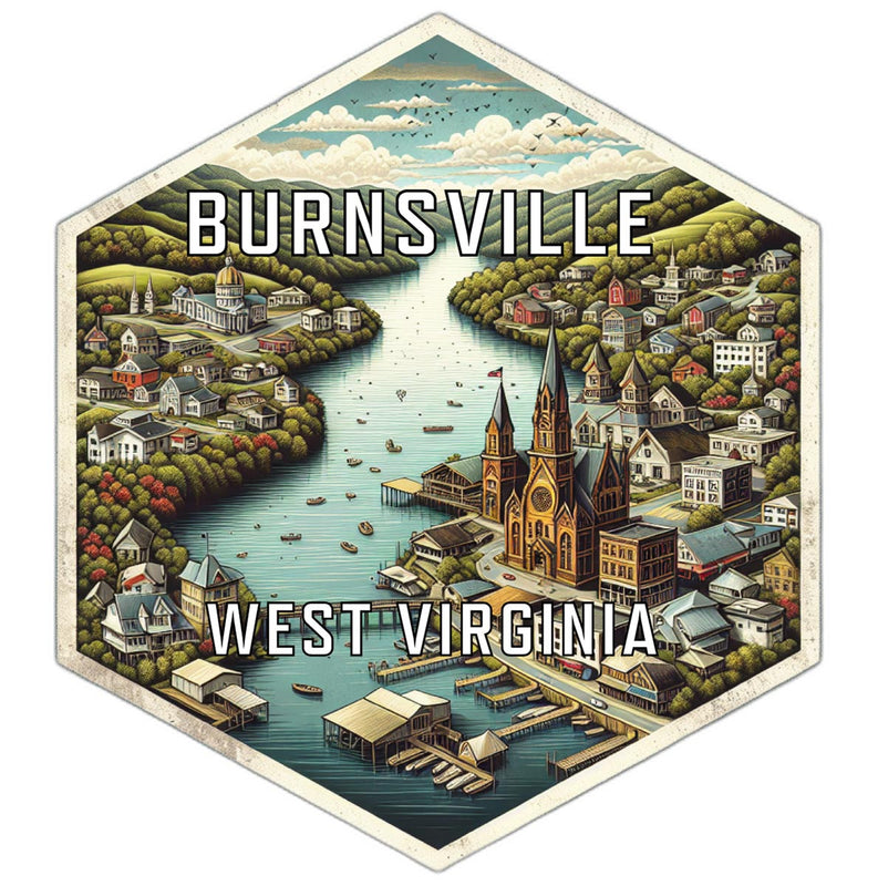 Burnsville West Virginia Souvenir Travel Destination Die Cut Hexagon Fridge Magnet 2-Inch