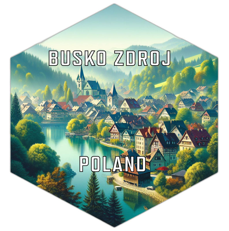 Busko Zdroj Poland Souvenir Travel Destination Die Cut Hexagon Fridge Magnet 2-Inch