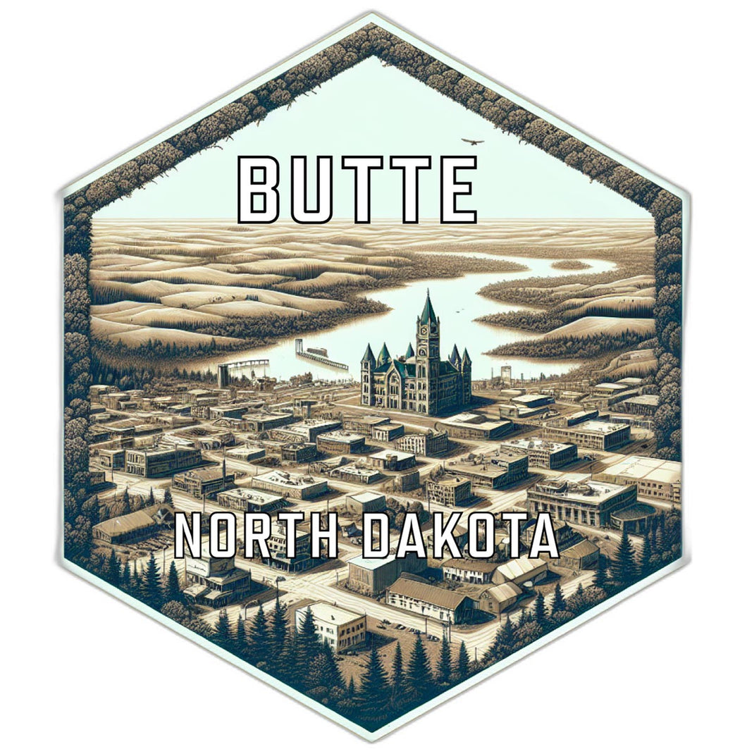 Butte North Dakota Travel Destination Souvenir Vinyl Decal Sticker 4-Inch