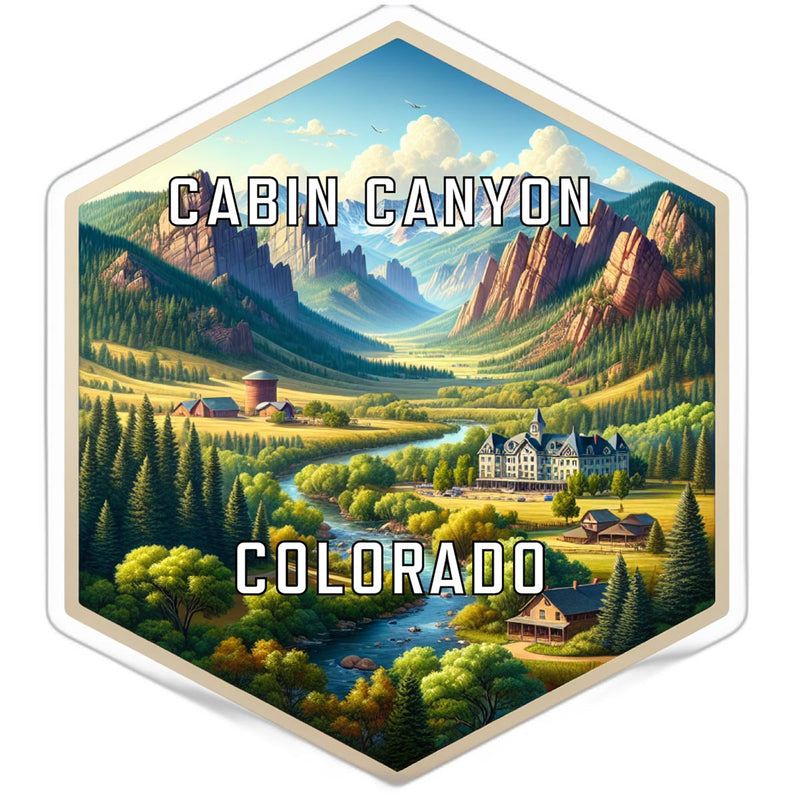 Cabin Canyon Colorado Souvenir Travel Destination Die Cut Hexagon Fridge Magnet 2-Inch