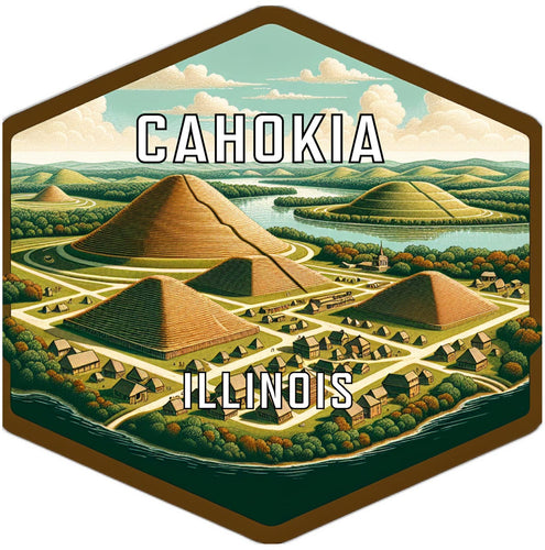 Cahokia Illinois Souvenir Travel Destination Die Cut Hexagon Fridge Magnet 2-Inch