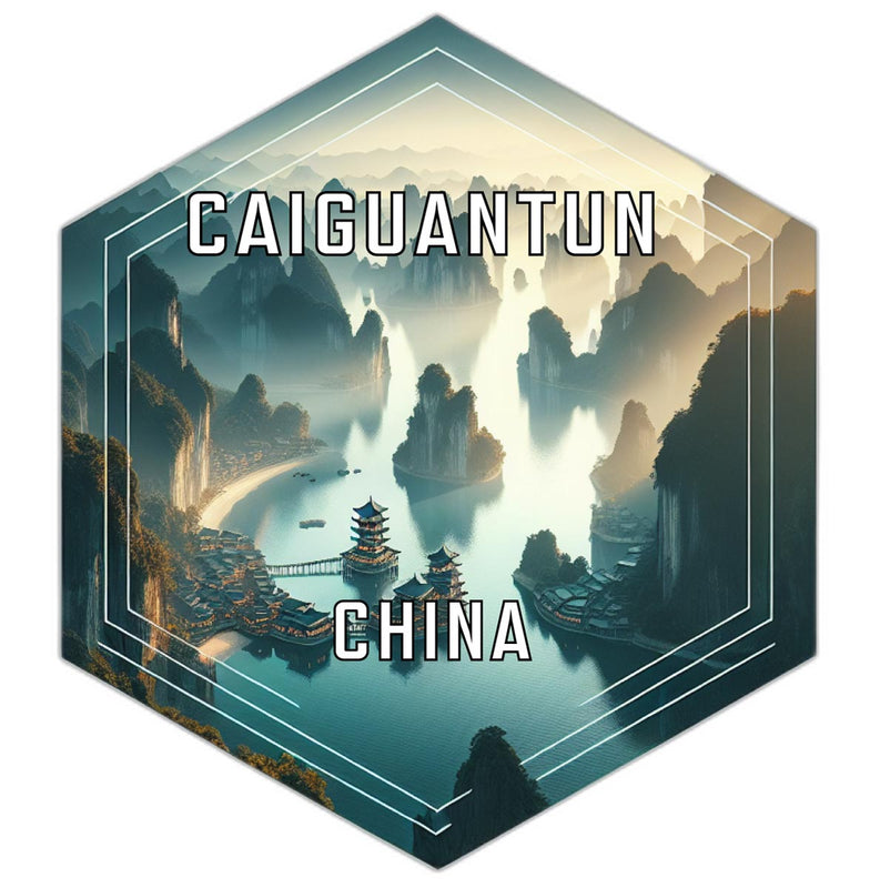 Caiguantun China Souvenir Travel Destination Die Cut Hexagon Fridge Magnet 2-Inch