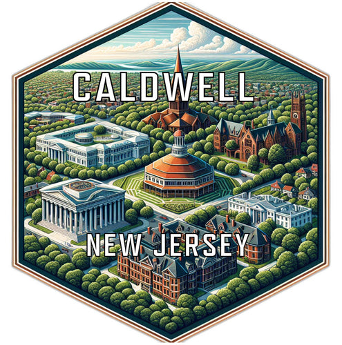 Caldwell New Jersey Souvenir Travel Destination Die Cut Hexagon Fridge Magnet 6-Inch