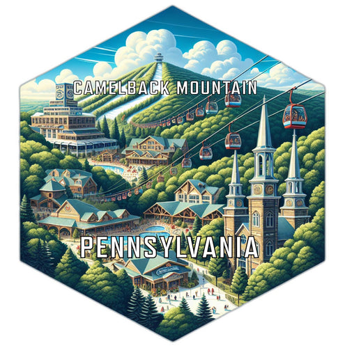 Camelback Mountain Pennsylvania Souvenir Travel Destination Die Cut Hexagon Fridge Magnet 2-Inch