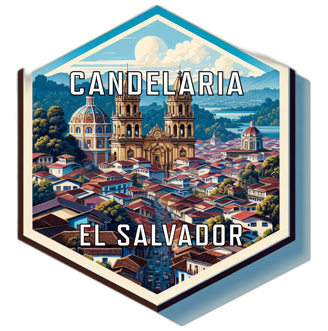 Candelaria El Salvador Souvenir Travel Destination Die Cut Hexagon Fridge Magnet 6-Inch