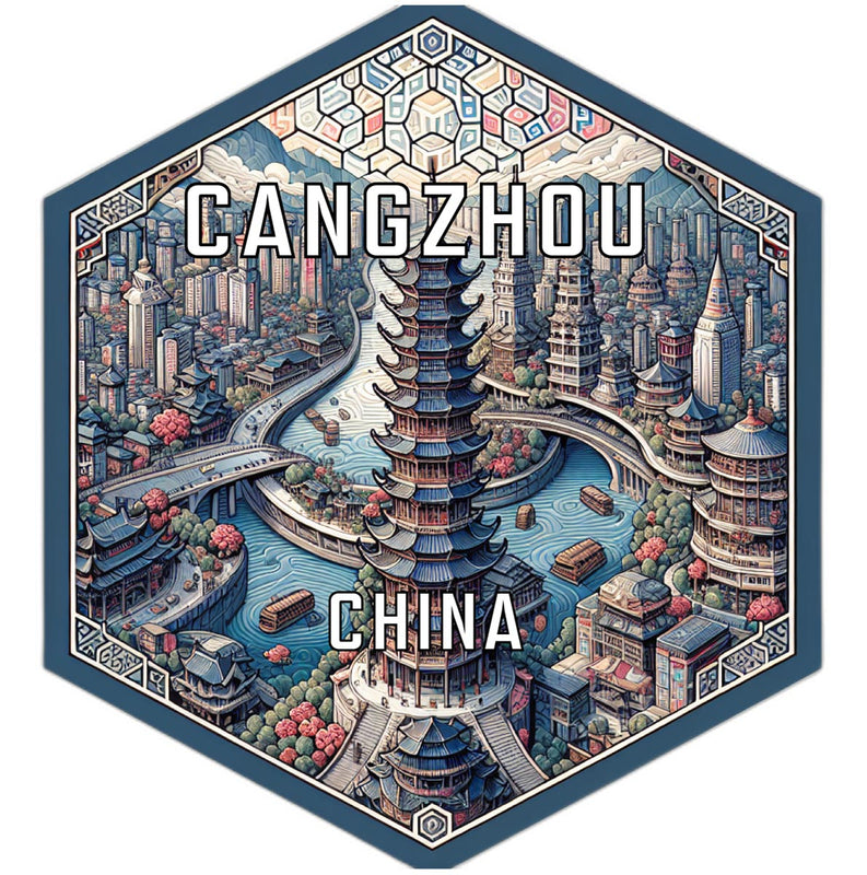 Cangzhou China Souvenir Travel Destination Die Cut Hexagon Fridge Magnet 2-Inch