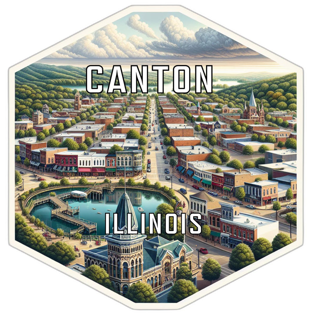 Canton Illinois Souvenir Travel Destination Die Cut Hexagon Fridge Magnet 6-Inch