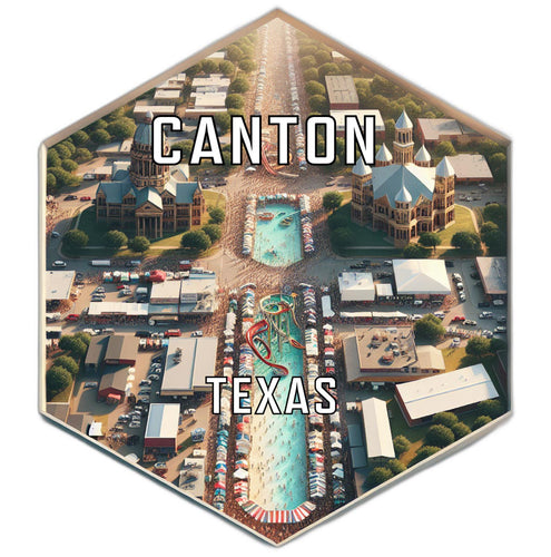 Canton Texas Souvenir Travel Destination Die Cut Hexagon Fridge Magnet 2-Inch
