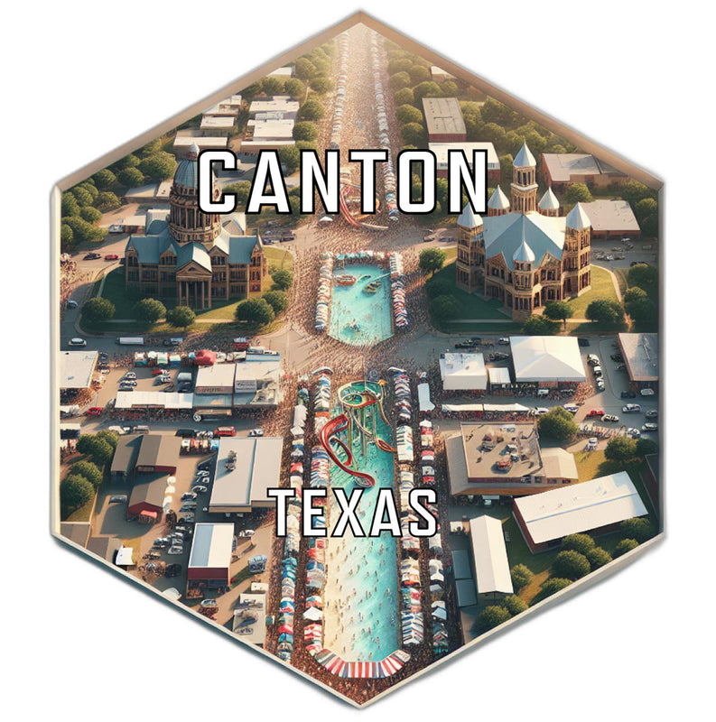 Canton Texas Souvenir Travel Destination Die Cut Hexagon Fridge Magnet 2-Inch
