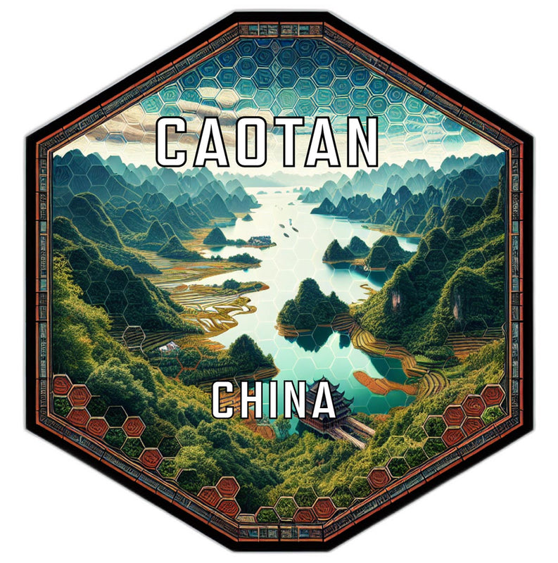 Caotan China Souvenir Travel Destination Die Cut Hexagon Fridge Magnet 2-Inch