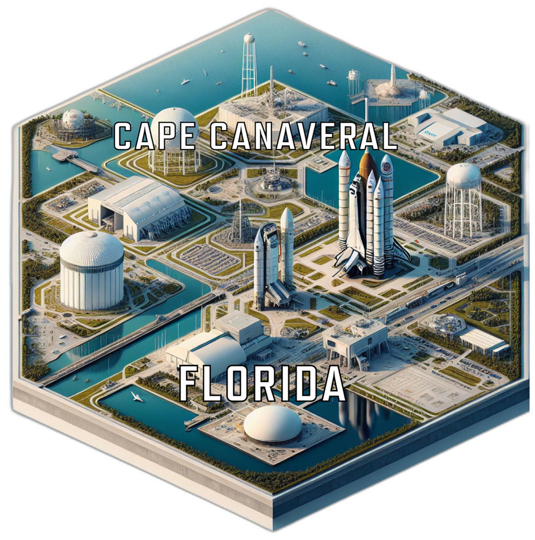 Cape Canaveral Florida Souvenir Travel Destination Die Cut Hexagon Fridge Magnet 2-Inch