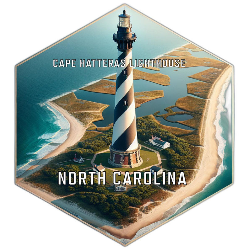 Cape Hatteras Lighthouse North Carolina Souvenir Travel Destination Die Cut Hexagon Fridge Magnet 2-Inch