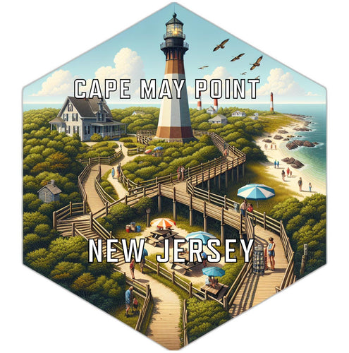 Cape May Point New Jersey Souvenir Travel Destination Die Cut Hexagon Fridge Magnet 2-Inch