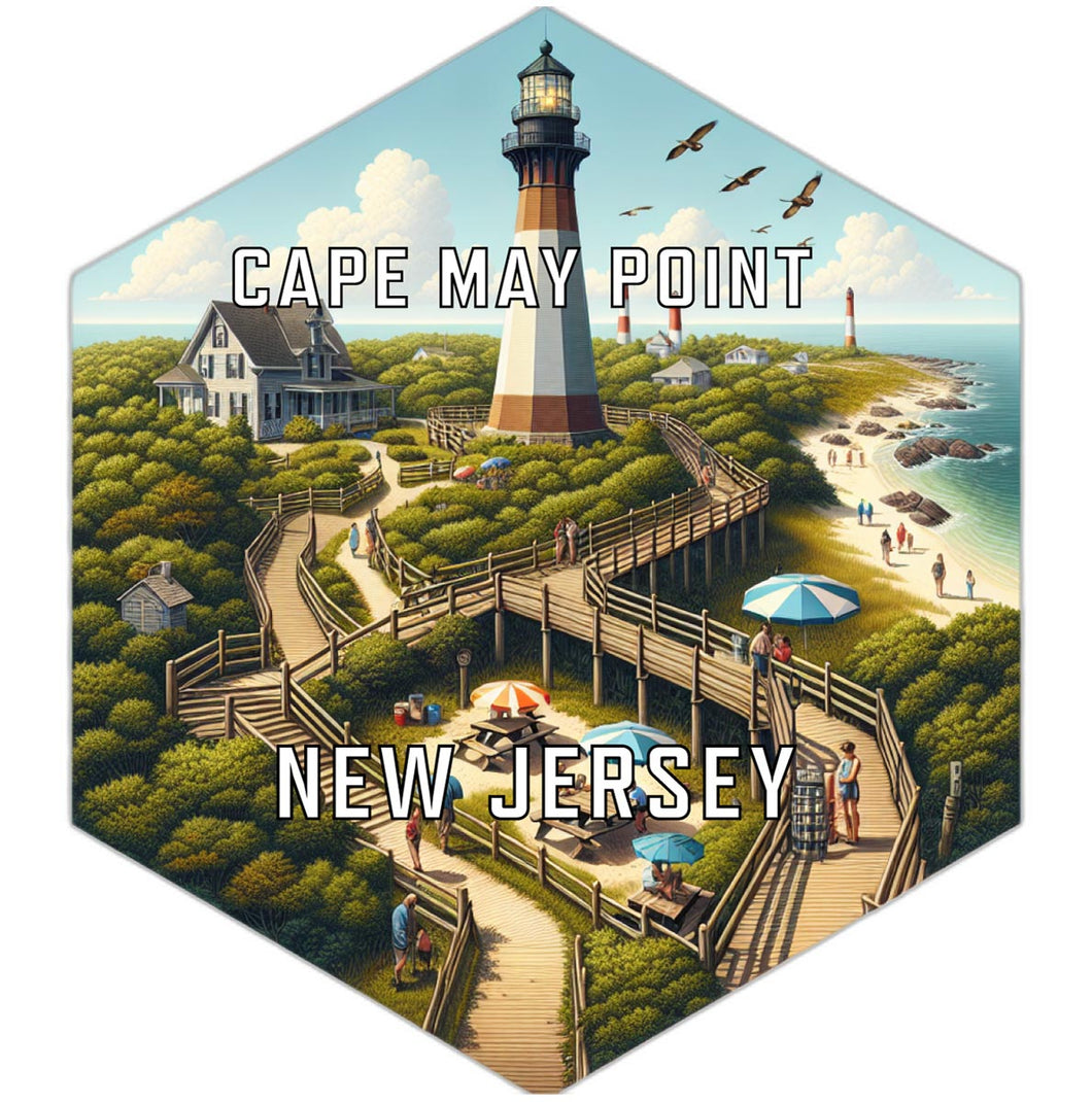 Cape May Point New Jersey Souvenir Travel Destination Die Cut Hexagon Fridge Magnet 2-Inch