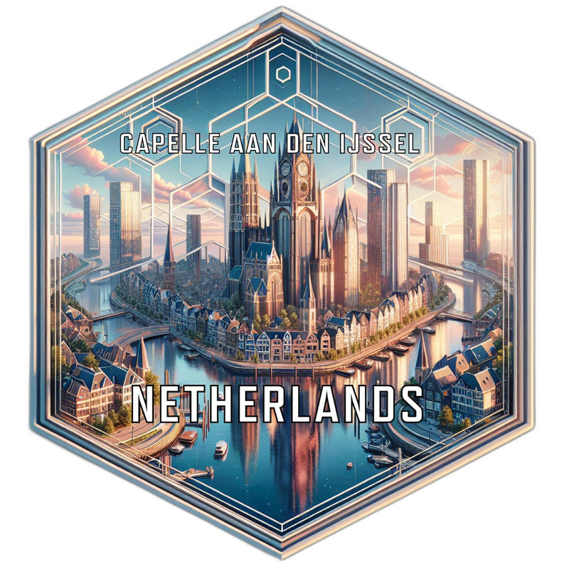 Capelle Aan Den Ijssel Netherlands Souvenir Travel Destination Die Cut Hexagon Fridge Magnet 2-Inch