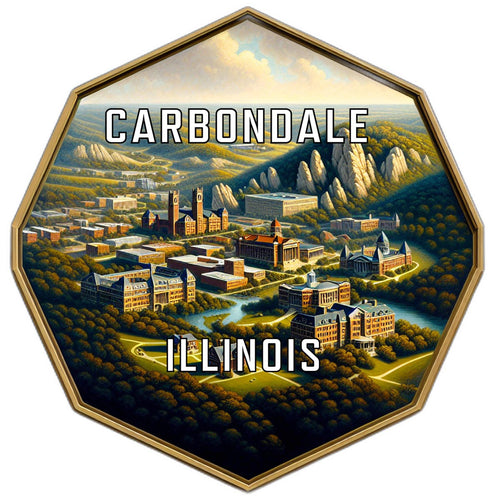Carbondale Illinois Souvenir Travel Destination Die Cut Hexagon Fridge Magnet 2-Inch