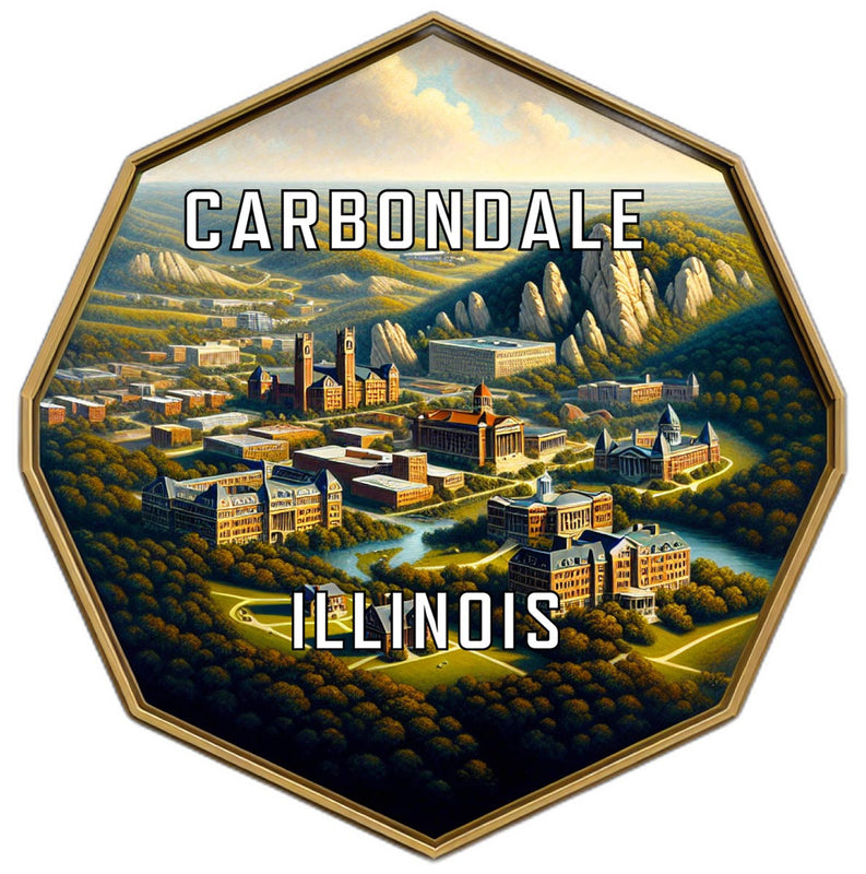 Carbondale Illinois Souvenir Travel Destination Die Cut Hexagon Fridge Magnet 2-Inch
