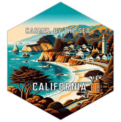 Carmel By The Sea California Souvenir Travel Destination Die Cut Hexagon Fridge Magnet 2-Inch