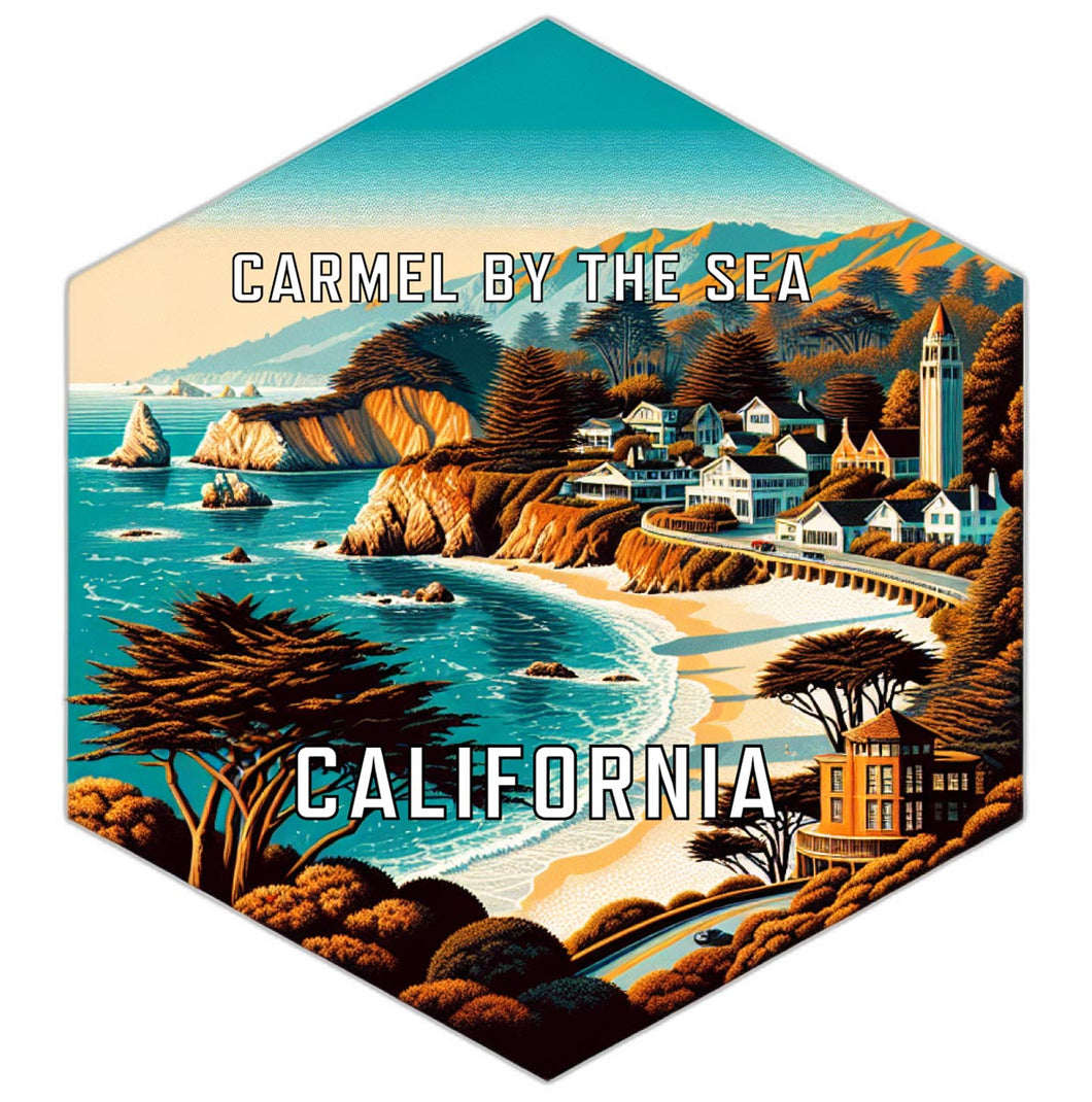Carmel By The Sea California Souvenir Travel Destination Die Cut Hexagon Fridge Magnet 2-Inch
