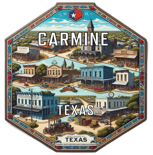 Carmine Texas Souvenir Travel Destination Die Cut Hexagon Fridge Magnet 6-Inch