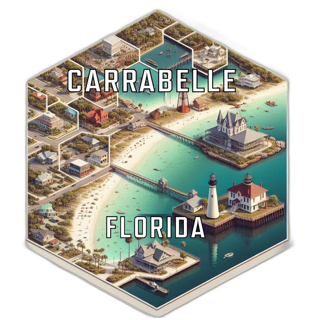 Carrabelle Florida Souvenir Travel Destination Die Cut Hexagon Fridge Magnet 2-Inch