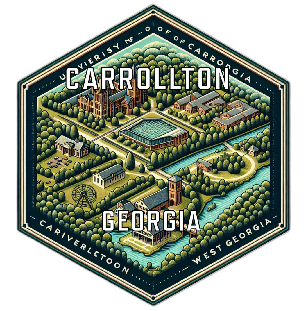 Carrollton Georgia Souvenir Travel Destination Die Cut Hexagon Fridge Magnet 6-Inch