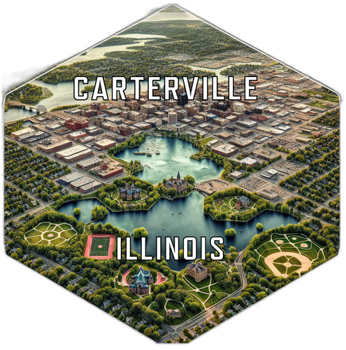 Carterville Illinois Souvenir Travel Destination Die Cut Hexagon Fridge Magnet 2-Inch