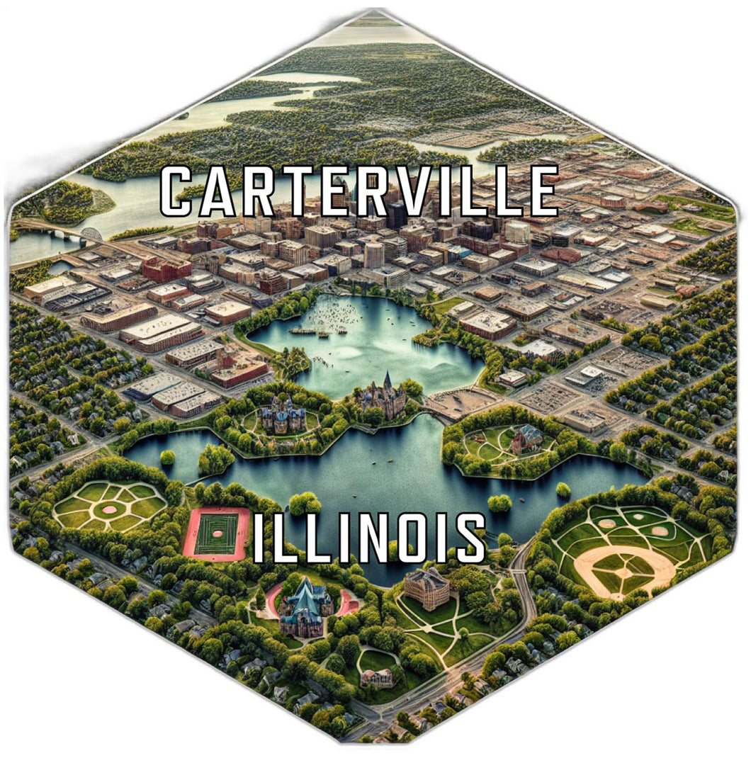 Carterville Illinois Souvenir Travel Destination Die Cut Hexagon Fridge Magnet 2-Inch
