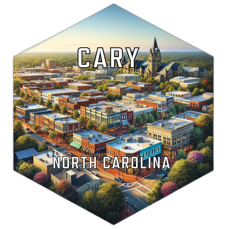 Cary North Carolina Souvenir Travel Destination Die Cut Hexagon Fridge Magnet 2-Inch