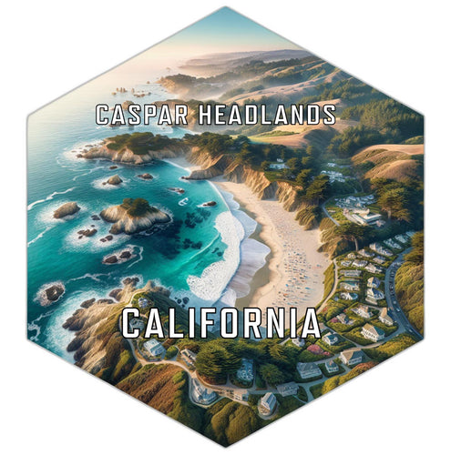 Caspar Headlands California Souvenir Travel Destination Die Cut Hexagon Fridge Magnet 6-Inch