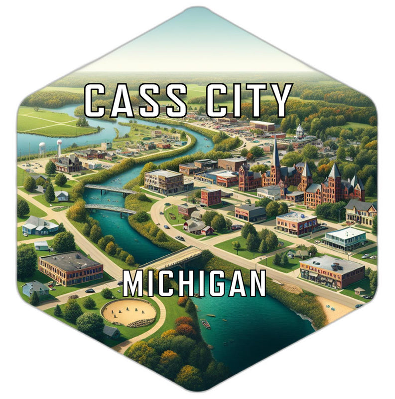 Cass City Michigan Souvenir Travel Destination Die Cut Hexagon Fridge Magnet 2-Inch