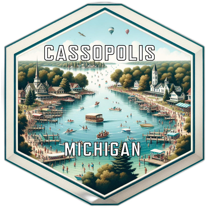 Cassopolis Michigan Souvenir Travel Destination Die Cut Hexagon Fridge Magnet 2-Inch