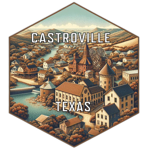 Castroville Texas Souvenir Travel Destination Die Cut Hexagon Fridge Magnet 2-Inch
