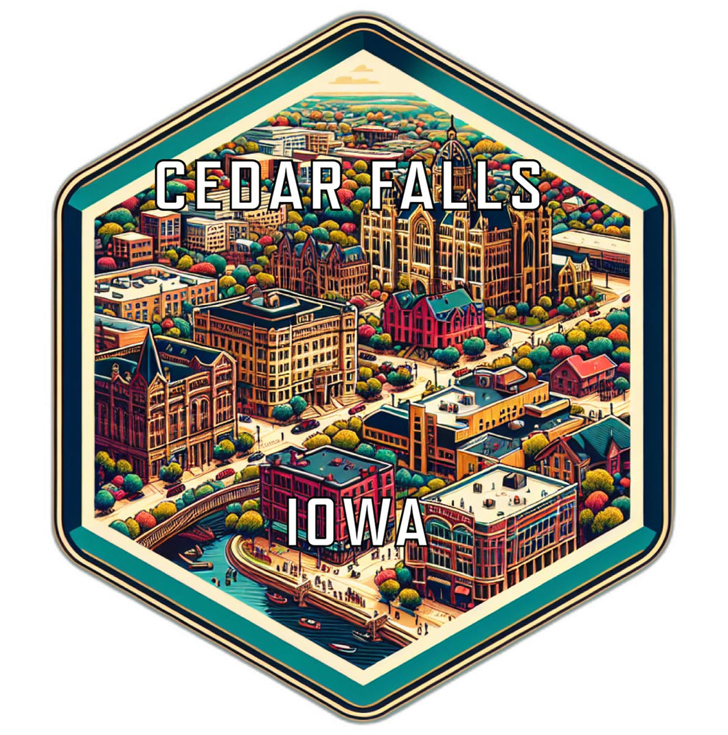 Cedar Falls Iowa Souvenir Travel Destination Die Cut Hexagon Fridge Magnet 2-Inch