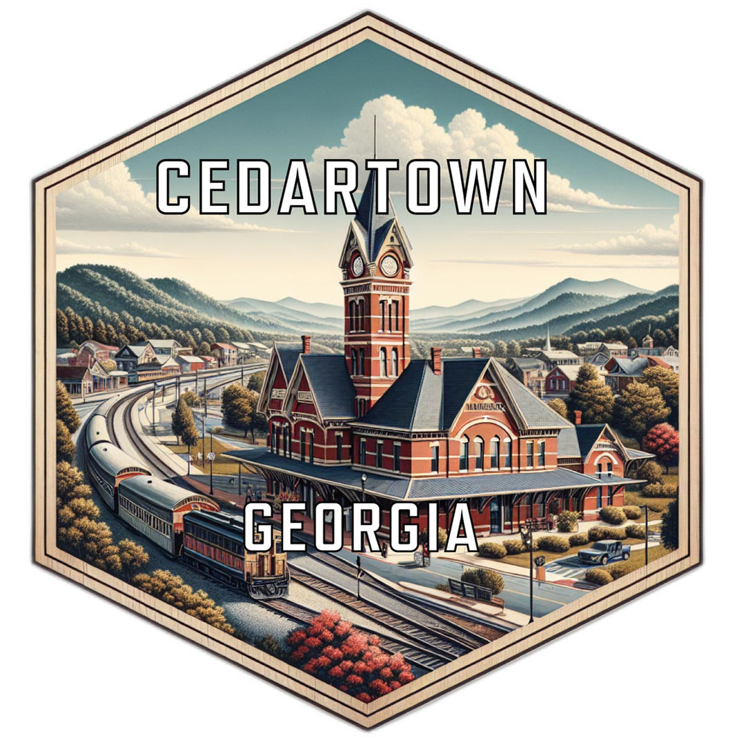Cedartown Georgia Souvenir Travel Destination Die Cut Hexagon Fridge Magnet 2-Inch
