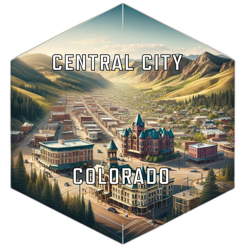 Central City Colorado Souvenir Travel Destination Die Cut Hexagon Fridge Magnet 2-Inch