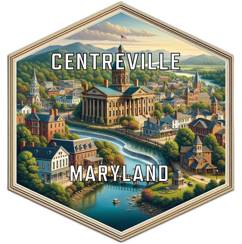 Centreville Maryland Souvenir Travel Destination Die Cut Hexagon Fridge Magnet 2-Inch