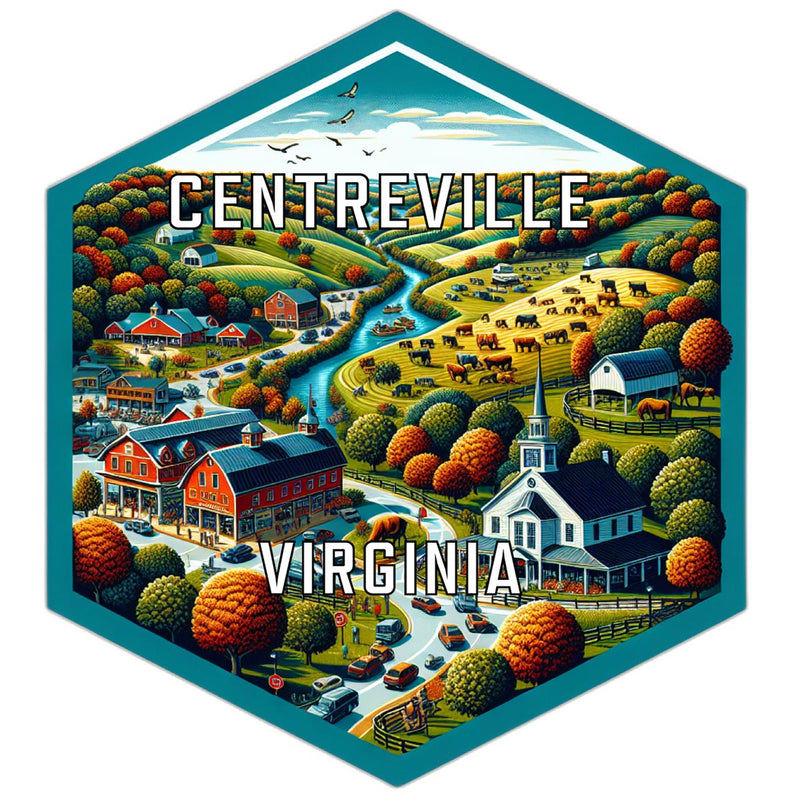 Centreville Virginia Souvenir Travel Destination Die Cut Hexagon Fridge Magnet 2-Inch