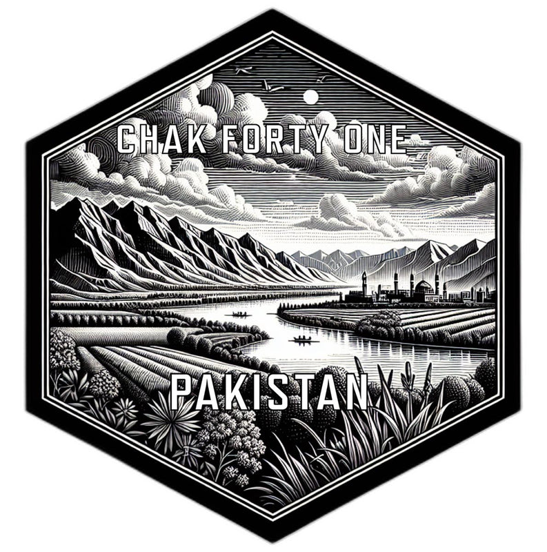 Chak Forty One Pakistan Souvenir Travel Destination Die Cut Hexagon Fridge Magnet 2-Inch