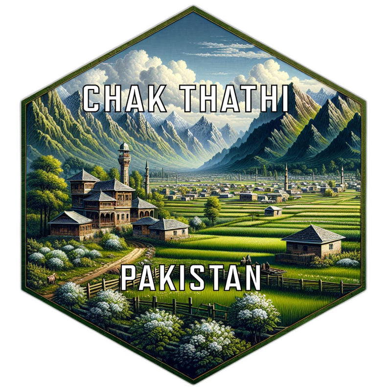 Chak Thathi Pakistan Souvenir Travel Destination Die Cut Hexagon Fridge Magnet 2-Inch