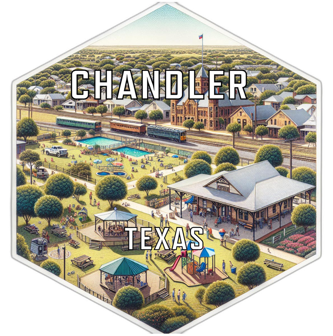 Chandler Texas Souvenir Travel Destination Die Cut Hexagon Fridge Magnet 2-Inch